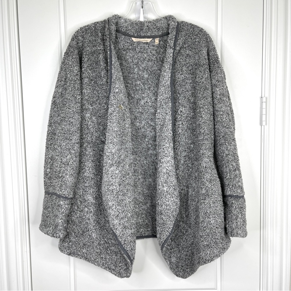SOFT SURROUNDINGS Cozy Up Teddy Fuzzy Cardigan Heathered Space Gray Size M
